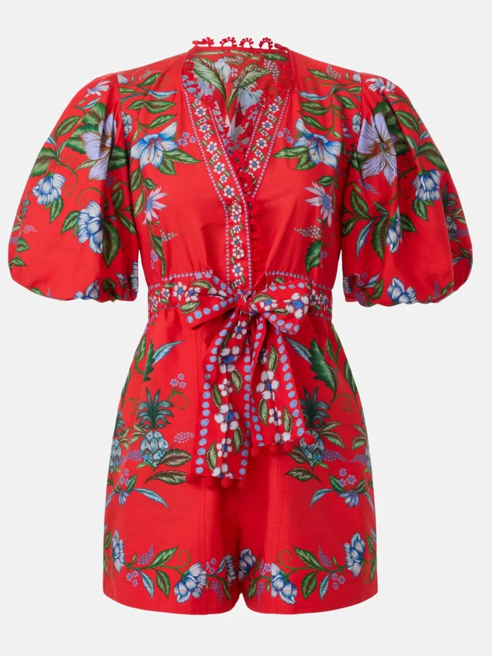 Farm Rio Red Sweet Bloom Bouquet Romoer- NWT